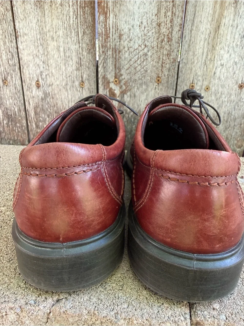 Ecco Men's Chestnut Brown Leather Derby Lace Up Shoes Size 45